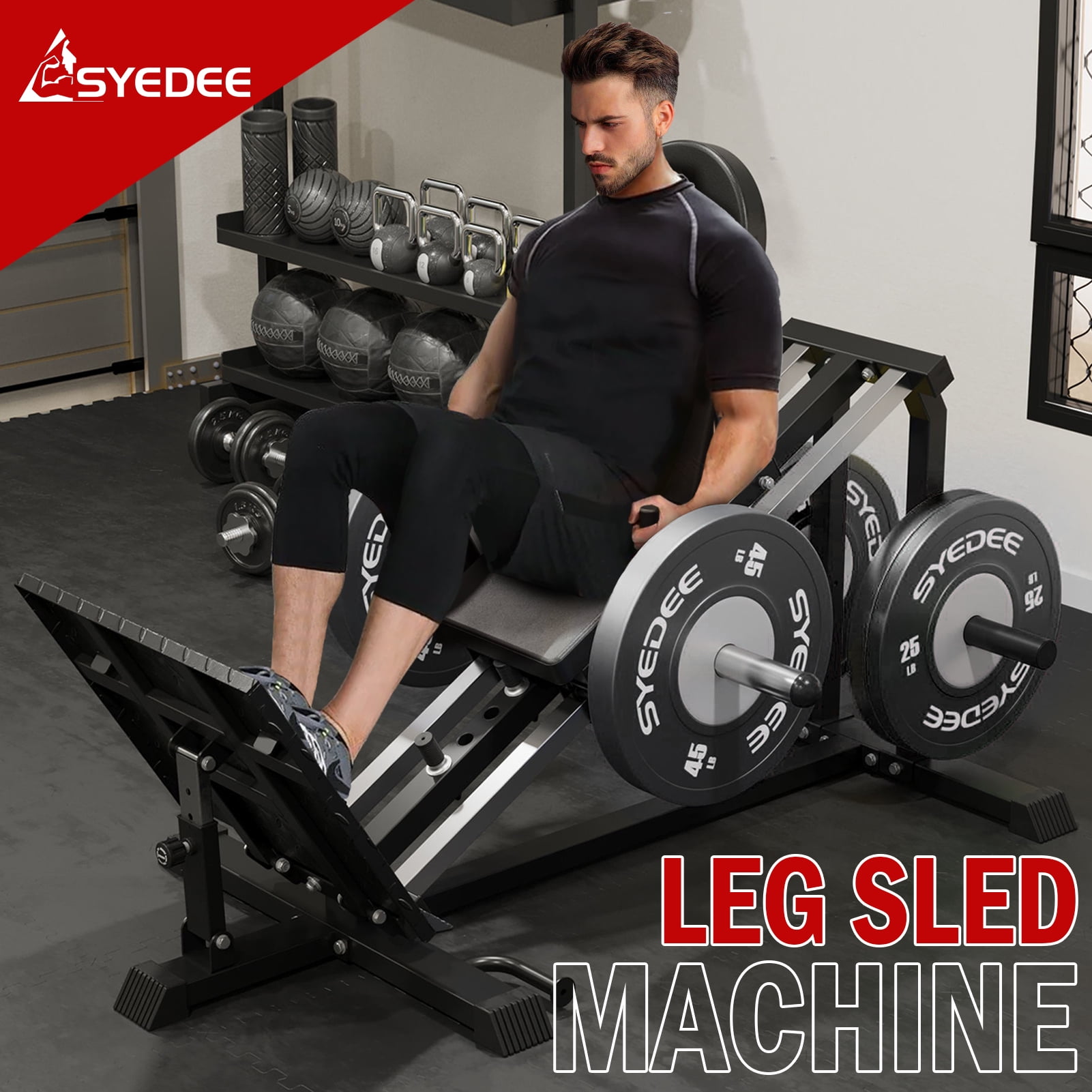 Compact Leg Sled Machine Leg Press Machine Capacity 900lbs Hack Squat Machine Combo Calf Raise Home Gym Walmart