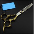 thumbnail image 2 of Tijeras profesionales para cortar el cabello de 6 pulgadas con mango de dragón dorado, acero inoxidable de calidad profesional., 2 of 5