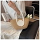 thumbnail image 3 of Nvzi Bolso de hombro tejido, bolso de mano tejido y bolso de cosméticos, bolsos de mano tejidos elegantes para playa de verano, 12,59 x 3,93 x 7,48 pulgadas, color blanco y caqui, 3 of 5