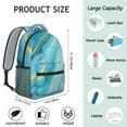 thumbnail image 6 of Teal Gold Marble Backpack for School,Cute School Bag,Schoolbag with Adjustable Shoulder Straps & Padded Back,15.3"x11"x6.7", 6 of 6