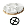 thumbnail image 3 of Bandeja para servir alimentos, juego de condimentos y aperitivos de cerámica, utensilios fáciles de guardar, plato de bambú, platos de para Con bandeja giratoria, 3 of 8