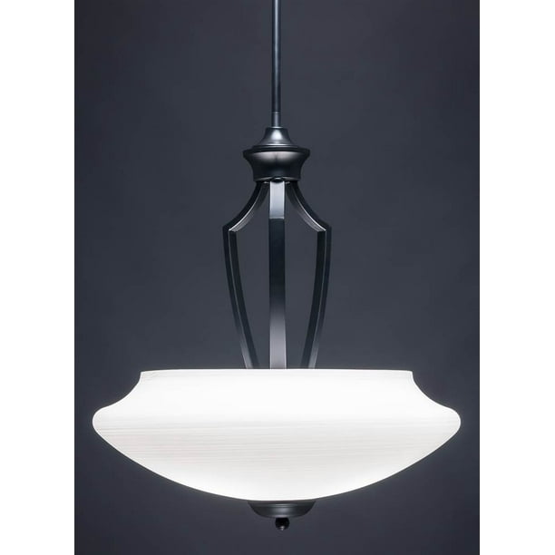 18 in. White Linen Glass Shade Pendant Light