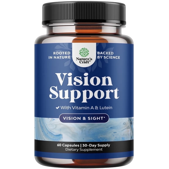 Complete Eye Health Supplement for Adults - Lutein 20mg per Serving with Beta Carotene and Bilberry Extract Eye Vitamins for Vision Dry Eyes Pressure and Blue Light Protection