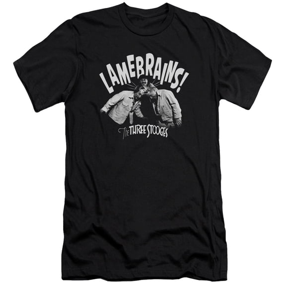 Three Stooges Lamebrains Premium Canvas Adult Slim Fit 30/1 T-Shirt Black