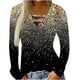 thumbnail image 1 of Tops estampados de posicionamiento con cuello en V sueltos de manga larga informales de primavera y otoño para mujer Fridja  hkj2266, 1 of 6
