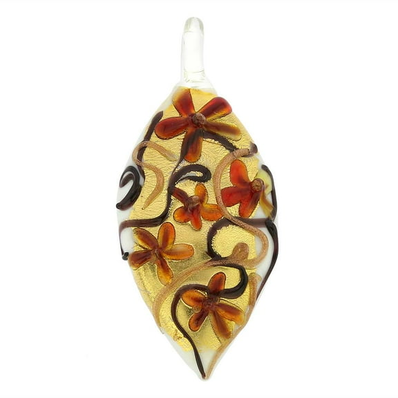 GlassOfVenice Murano Glass Fiori Leaf Pendant