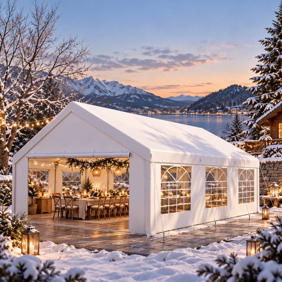 COBIZI 20x20 Party Tent Heavy Duty, Large Outdoor Wedding Tents for Parties with 6 Sidewalls & Built-in Sandbags, Commercial Wedding Large Tent, UV 50 , Waterproof, White