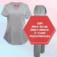 thumbnail image 5 of M&M SCRUBS Women's Ultra Soft Stretch Mock Wrap Scrub Top and Pants 82019200 (Grey, Small), 5 of 7