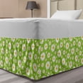 thumbnail image 1 of Daisy Bed Skirt, Chamomile Blossoms on Pale Green Background Natural Beauty Theme, Elastic Bedskirt Dust Ruffle Wrap Around for Bedding Decor, 4 Sizes, Pale Green Off White, by Ambesonne, 1 of 2