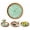 Green Leaf, variant on Round Rattan Serving Tray with Mother of Pearl Inlay, Natural Wicker Decorative Tray, 12Inch Table Decor & Food Display Tray