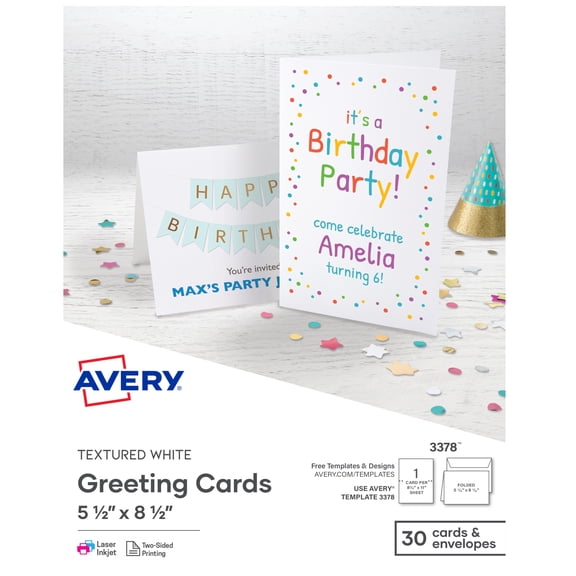 Avery Half-Fold Greeting Cards & Envelopes, Textured White (3378)