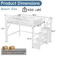 thumbnail image 3 of Mirightone Queen Loft Bed with Stairs, Metal Queen Size Loft Bed Frame with Storage Shelf &Tall Guardrails , High Loft Beds with Wardrobe, LED Light & USB for Teens Adults, White, 3 of 10