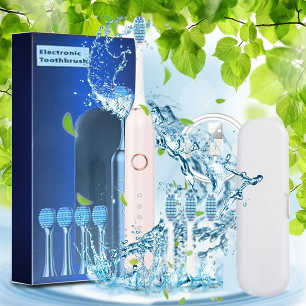 Cepillos de dientes manuales Cepillo de dientes - Cepillo de dientes con 4 cabezales con estuche de viaje - 6 modos de limpieza - Resistencia al agua IPX7 - Cepillo de dientes recién mejorado - Cepill