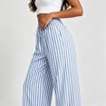 thumbnail image 3 of ClodeEU Women's Striped Elastic Waist Wide Leg Pants, Casual Loose Breathable Trousers ,Women's Plus XXL, 3 of 5