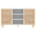 thumbnail image 2 of vidaXL Sideboard White 105x30x60 cm Solid Wood Pine and Natural Rattan, 2 of 5