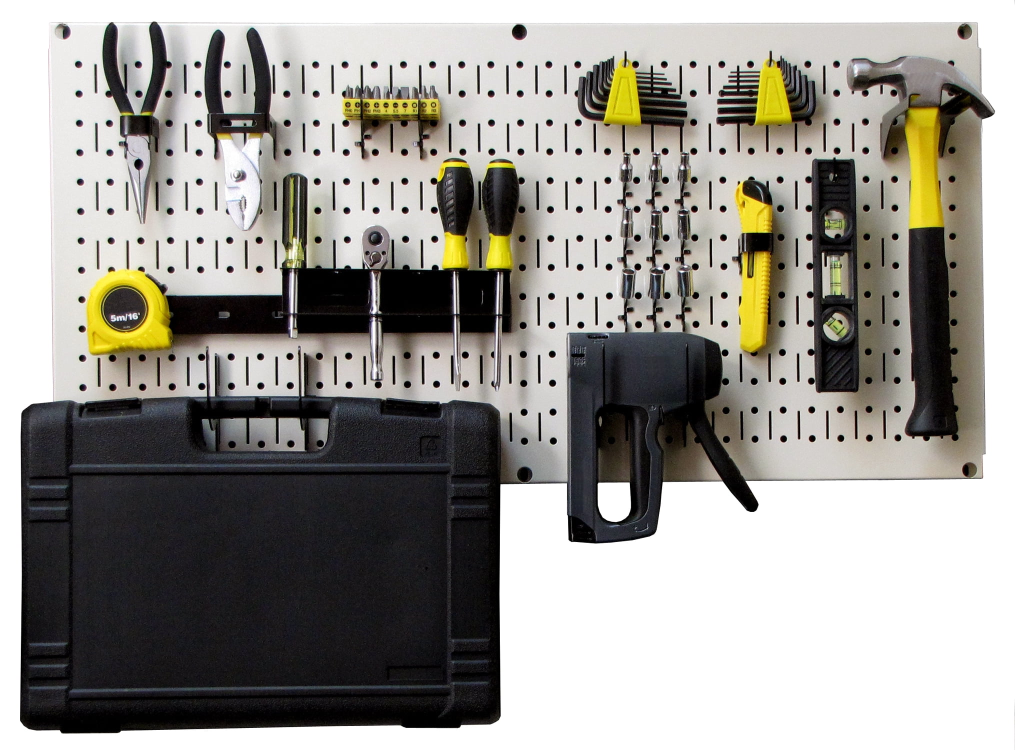L X W X T Festnight Wall Control Pegboard Wall-Mounted Peg Boards Tool Pegboard Tool Organizer System Tool Storage Unit for Pegboard 4 Pcs Steel 15.7 X 22.8 X 0.4 