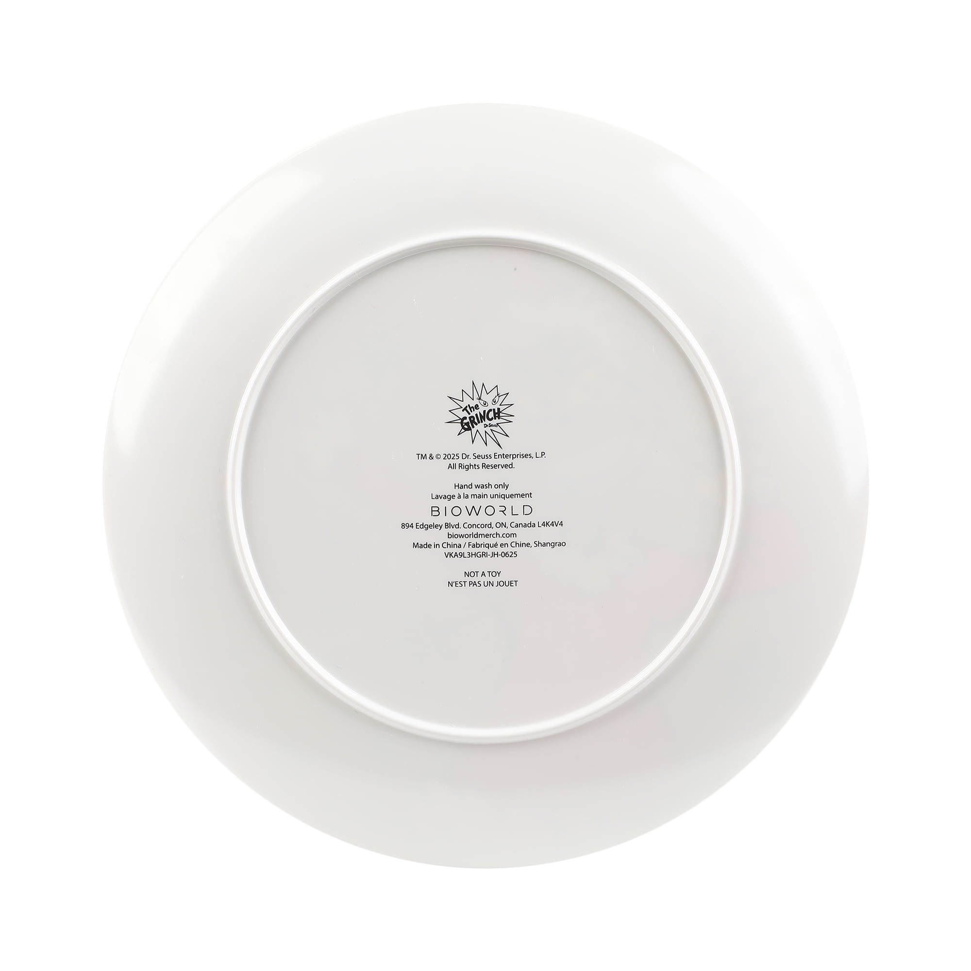 Grinch 8-Inch Melamine Plate With Snowflake Background