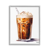 Stupell Industries Swirled Iced Coffee Food & Beverage Painting Gray Framed Art Print Wall Art, 24 x 30