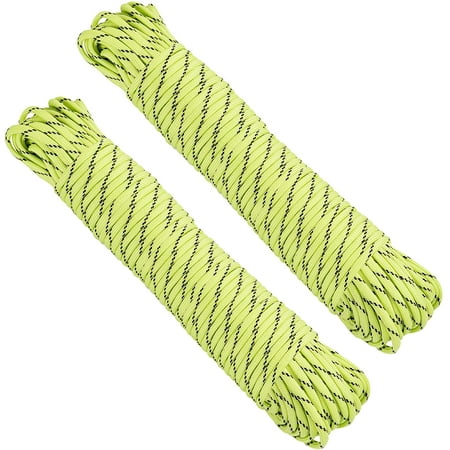

Glow-In-Dark Braided Rope 100 Ft High Visible Multi Utility Cord Lightweight and Durable with Excellent Knot Retention | Good for Camping Construction Projects Boating and Fishing By RamPro (2 PK)