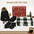 thumbnail image 6 of KOITHOT 5 Pcs Winter Beanie Hat Long Knit Plaid Scarf Touchscreen Gloves Wool Socks Set with Gift Box for Women Black, 6 of 7