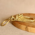 thumbnail image 3 of Pnellth Brass Dragon Head Keychain Handmade Pure Copper Lucky Charm Creative Non-fading Dragon Keychain Hanging Pendant, 3 of 8