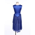 thumbnail image 4 of TiaoBug Women's Praise Dance Dress Lace-up Sides Split Sleeveless Liturgical Worship Tunic Dance Garments Blue M, 4 of 7