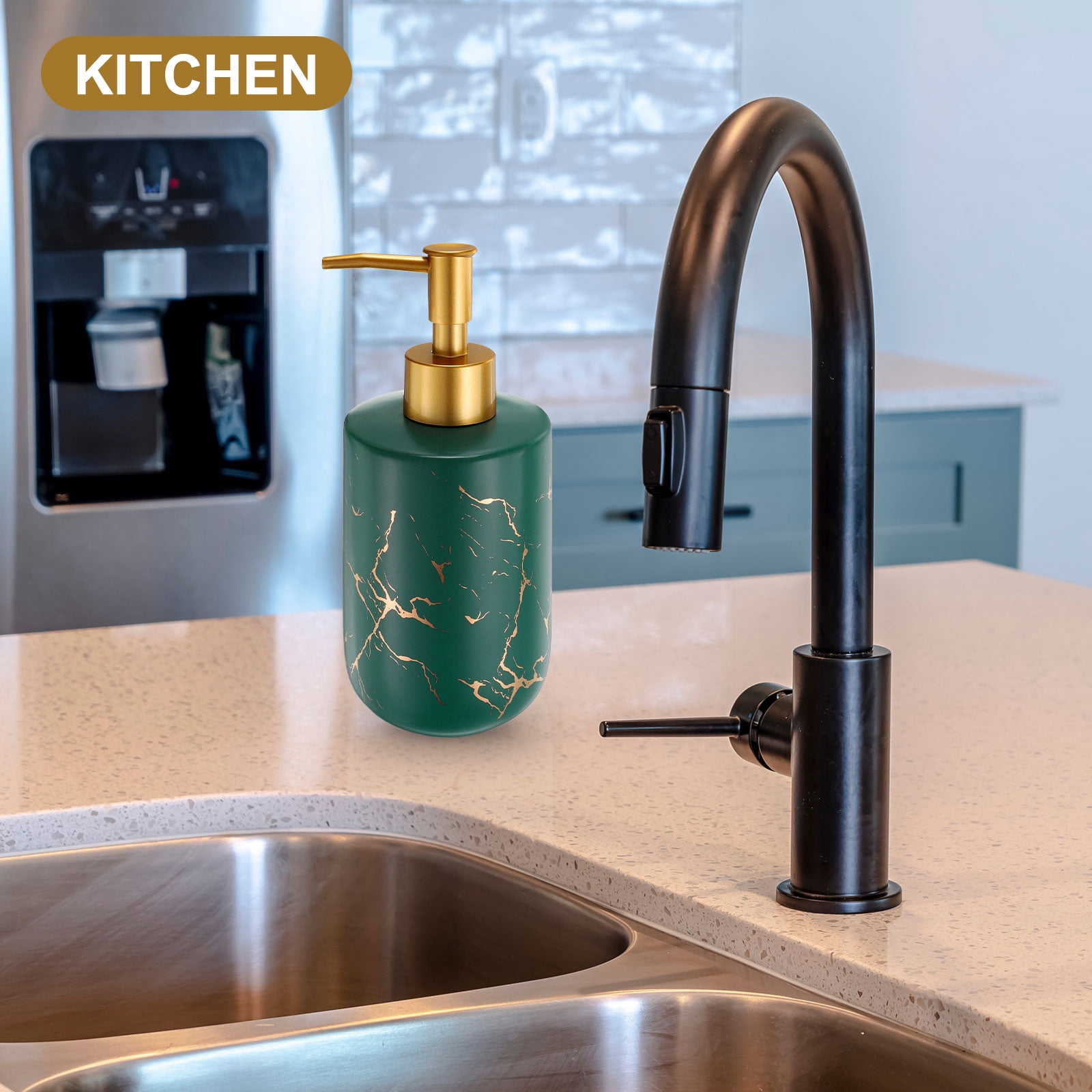 Unique Bargains Soap Dispenser for Kitchen Sink and Bathroom with Pump Green