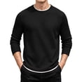 thumbnail image 2 of XRoczxe Men's Thermal Waffle Knit Long Sleeve T-Shirt, Crew Neck Slim Fit Textured Henley Top, Casual Basic Undershirt for Fall Winter Layering, 2 of 8