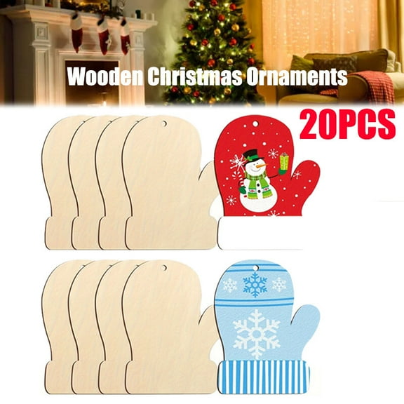 20pcs Wooden Glove Shaped Ornaments for DIY Crafts Ideal Gift for Holiday Season