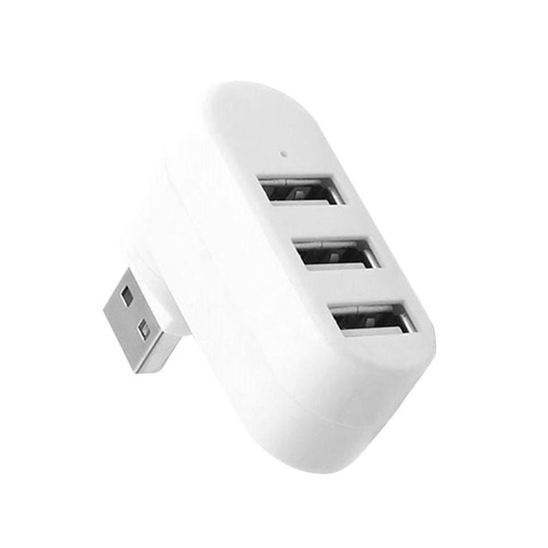 Mini divisor giratorio de 3 puertos USB Hub U Disk Reader para PC (USB 2.0 blanco)