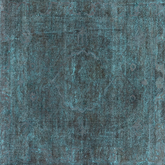 Ahgly Company Indoor Square Oriental Light Blue Industrial Area Rugs, 3' Square