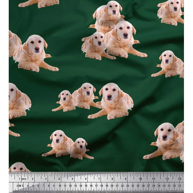 Soimoi Viscose Chiffon Fabric Golden Retriever Dog Decor Fabric Printed Yard 42 Inch Wide