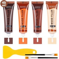 DEWEL Wood Repair Kit (4 Colors, 45ML Filler) - 1 Set, Fits Hardwood/Laminate, Fixes Scratches for Table/Cabinet,with 2 x brushes, 1 x scraper