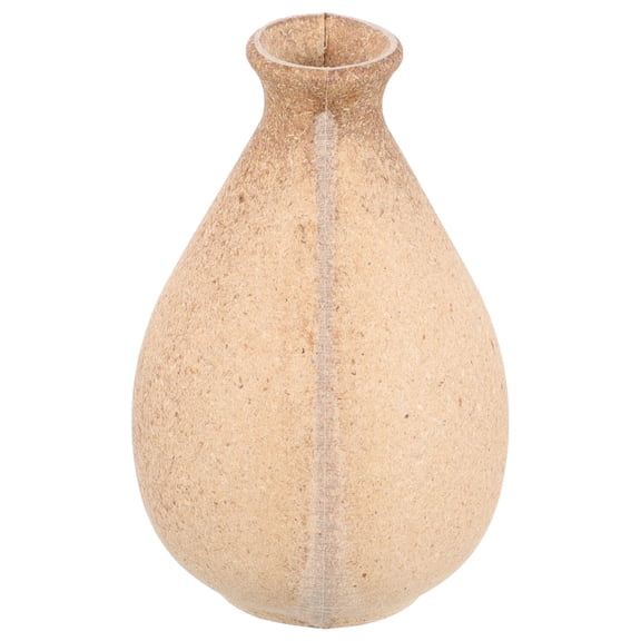 FENGGUIQU Khaki Wood Vase Handcrafted for Storage Use in Home and Office