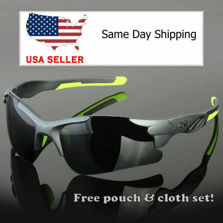 fl Glasses Polarized Sunglasses Men Sport Running Fishing Golfing Driving Glasses USA Wrap, adult Unisex, Size: One size, White
