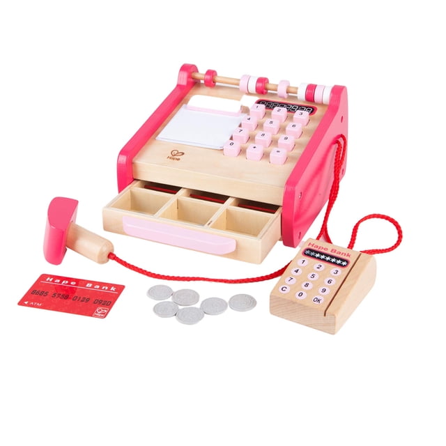 Set de juegos de simulación Checkout Register Hape Checkout de madera