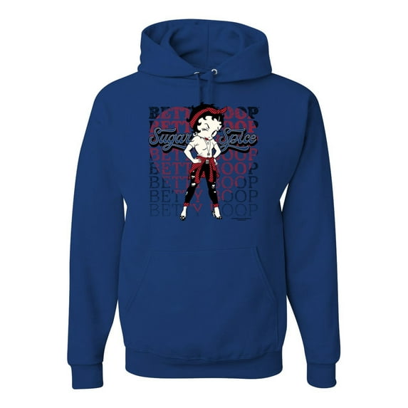 Wild Bobby, Betty Boop Sugar and Spice Wink Betty Boop Unisex Hoodie Sweatshirt, Royal, XX-Large