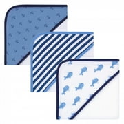 Hudson Baby Infant Boy Rayon from Bamboo Rich Hooded Towels, Blue Whale, One Size