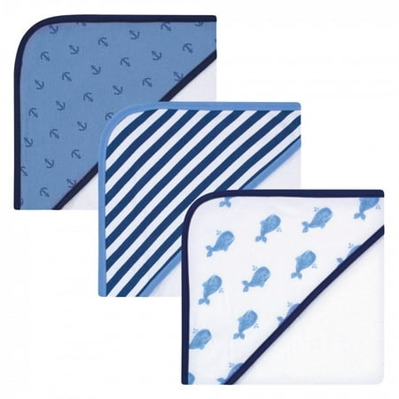 Hudson Baby Infant Boy Rayon from Bamboo Rich Hooded Towels, Blue Whale, One Size
