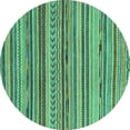 thumbnail image 1 of Ahgly Company Machine Washable Indoor Round Abstract Turquoise Blue Modern Area Rugs, 3' Round, 1 of 4