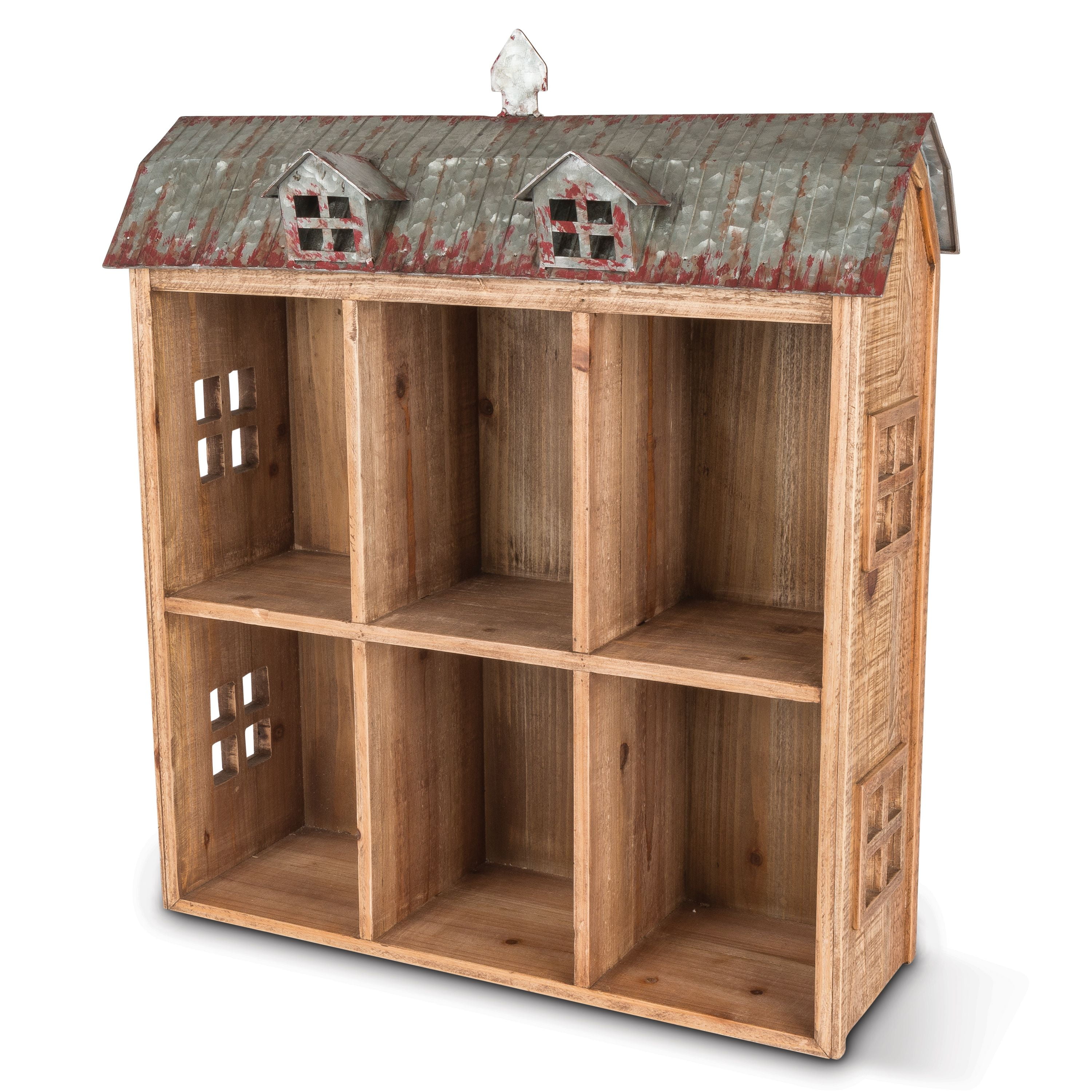 24.5Inch, AntiqueStyle BarnShaped Storage Shelf Made of Real Fir