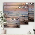thumbnail image 3 of Designart 'Pastel Purple Sunset Glow Over Incoming Ocean I' Nautical & Coastal Print on Natural Pine Wood, 3 of 3
