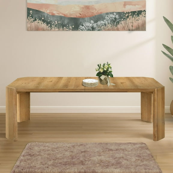 Kings Brand Furniture Casper Extendable Dining Table – Modern Wood Table with Leaf, Seats 6–10, Farmhouse Kitchen Table, Kepler Driftwood Finish