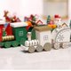thumbnail image 5 of Tren navideño de 1 pieza, decoración de tren navideño de madera pintada, juego de tren de lujo de 5 vagones para decoraciones navideñas, fiestas, adornos de jardín, 5 of 5