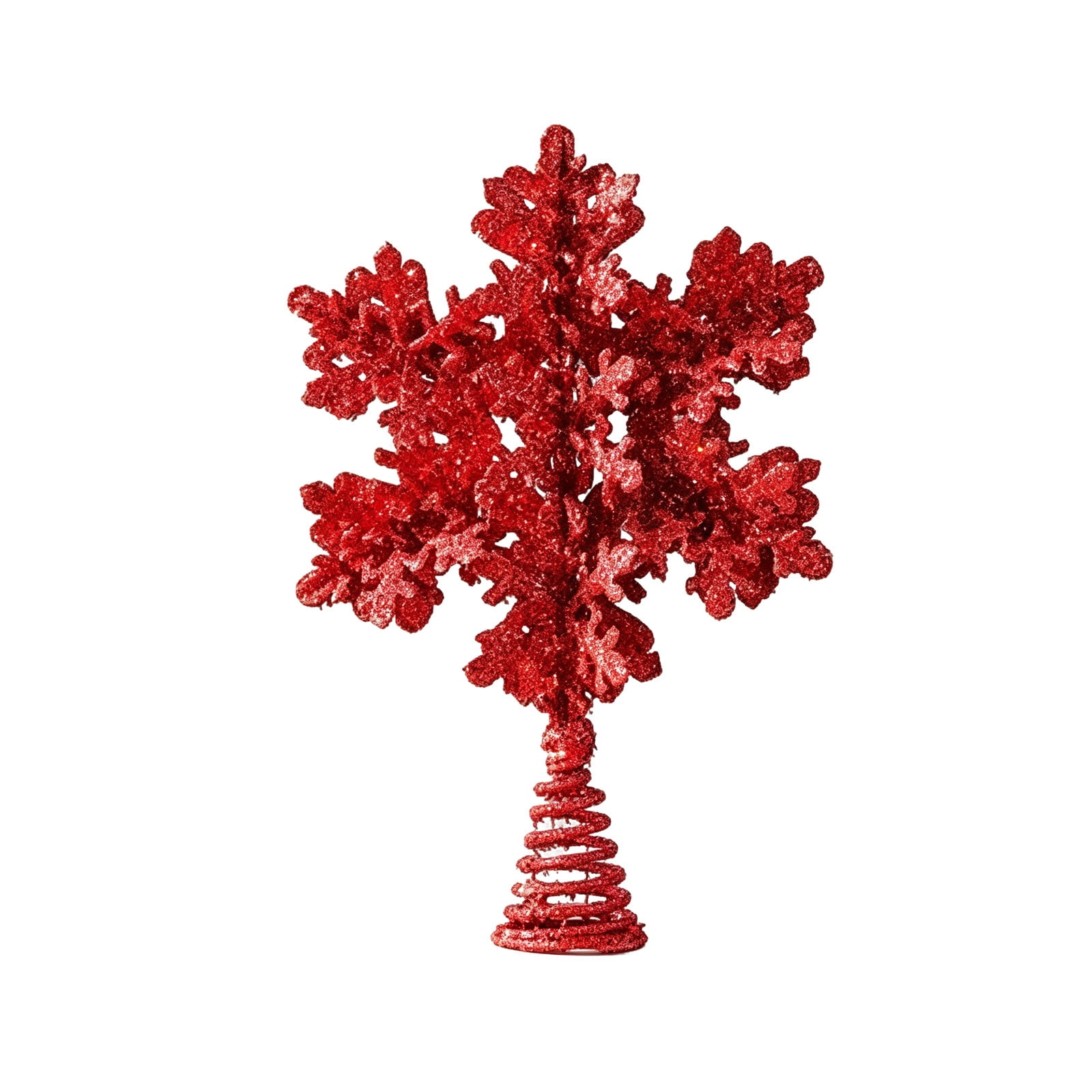 Snowflake Christmas Tree Topper Festive Holiday Tree Top Decoration With Spring Base For Winter Displays And Indoor Celebrations