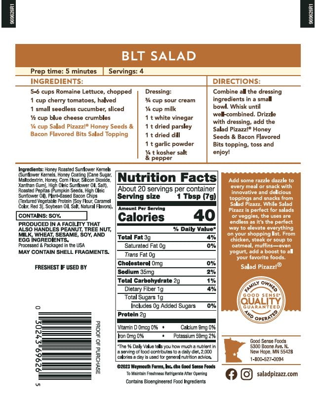 Salad Pizazz! Honey Seeds & Bacon Flavored Bits, 5 oz Bag