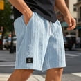 thumbnail image 2 of FINALGANG Mens Elastic Drawstring Jacquard Knit Label Patch Casual Shorts Summer Daily Loose Fit Soft Breathable Side Pocket Walking Bottoms For Men Light Blue M, 2 of 7
