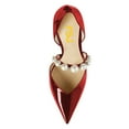 thumbnail image 4 of FSJ Women Elegant Pointy Close Toe Beaded High Heel Pumps Pearls Strappy D'Orsay Pumps Church Party Wedding Dress Shoes Size 5 Red, 4 of 4