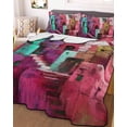 Abstracts Painting Buildings Quilts Bedding Set Full Size Pink Green ...