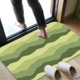 thumbnail image 3 of Layered Green Wavy Plush Flannel Bath Rug 16x24 Inches, Quick Dry Absorbent Non Slip Mat for Bathroom Sink Tub, 3 of 8
